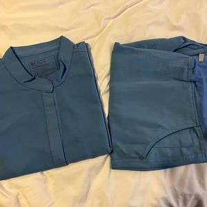 FIGS Scrub Set in Ceil Blue - Top XL, Pants XXL